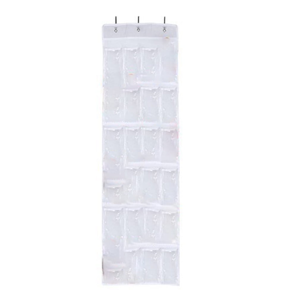 24 Pockets PVC Clear Door Hanging Bags Shoe Rack Hanger Nonwoven Storage Organizer White