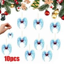 KOYPTL 10 Pcs Christmas Tree Ornament Set 2D Flat Acrylic Angel Christmas Decorations for Home Decor,Christmas Hanging Ornament Decorations for Indoor Christmas Stocking Stuffers Gifts for Women Men