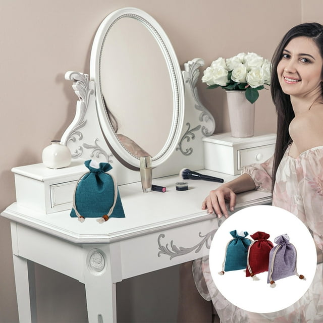 CHICHUMID Lot de 3 Petits Sacs à Sachets en Lin Violet pour Femmes