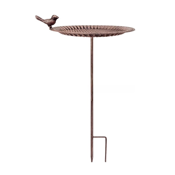 Antique Metal Bird Feeder Outdoor Garden Stake Wild Bird Bath Observation Feeder