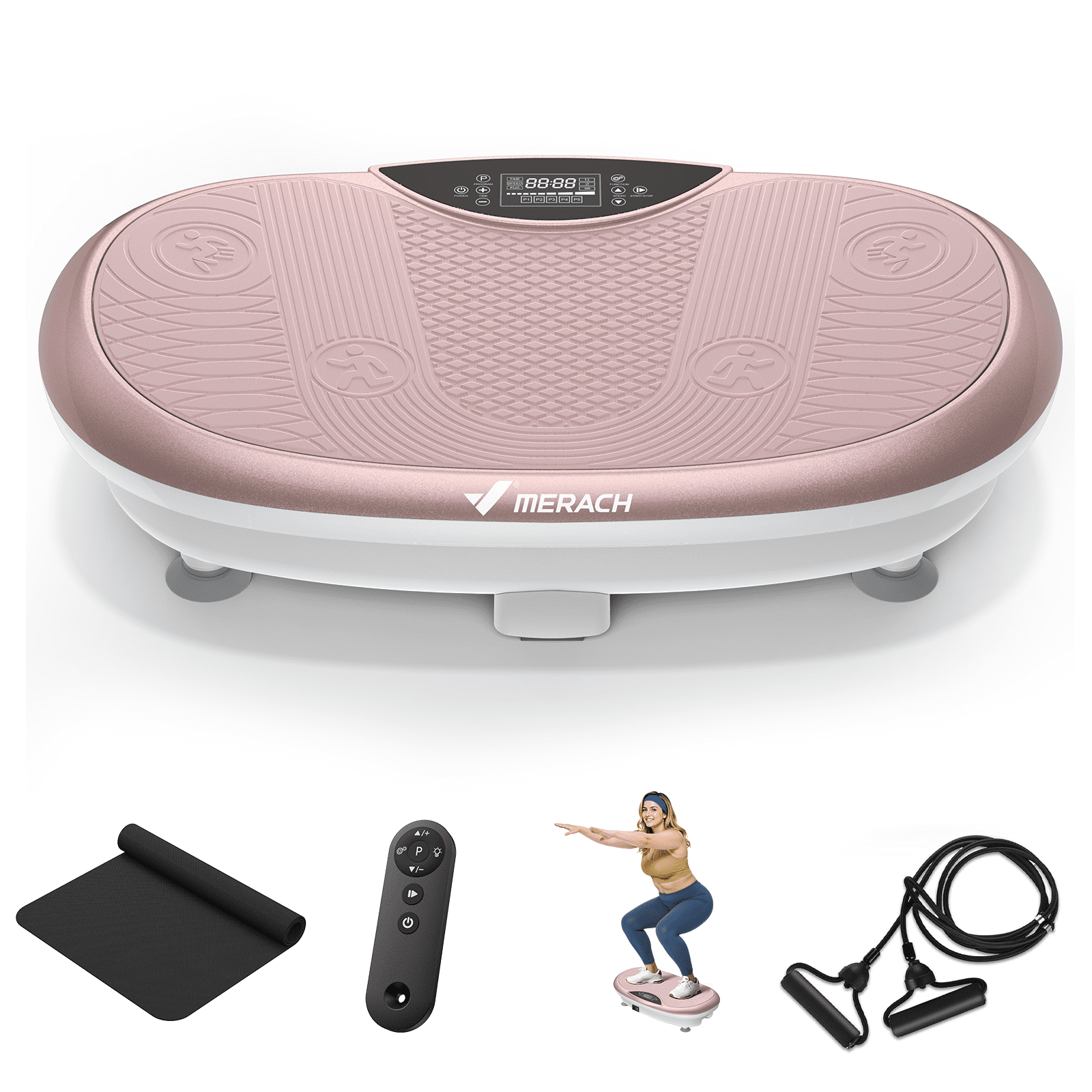 MERACH 4D Vibration Plate Exercise Machine, 120 Speed Levels, 440W Motor, Full Body Vibration Platform with Bluetooth Speaker, LED Lights, Resistance Bands, 440 lb Capacity