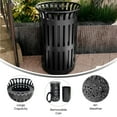 thumbnail image 4 of Flash Furniture Commercial Grade Black Outdoor Round Slatted Steel 37 Gallon Trash Can with Removable Inner Bin, 4 of 14