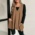 thumbnail image 2 of HNMKIU Women's V Neck Pullover Knitwear Sleeveless Sweater Vest Casual Loose Solid Color Retro Sweater Vest for Plus Size a-Brown,XXXL, 2 of 5