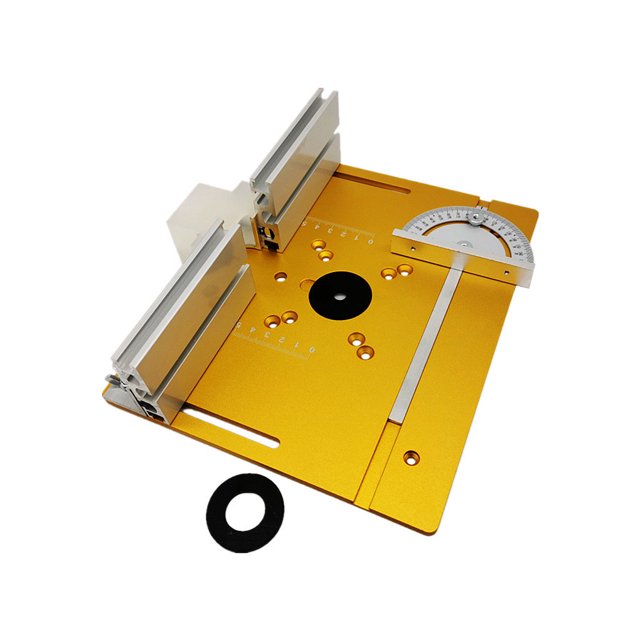 fastboy Plaque d'Insertion de Taille-Haie avec Jauge d'Oie Accessoires de Bancs de Menuiserie en Bois Résistant à l'Usure Étanche Antirouille Scie à Table Partie Or, 2 Trous (avec Couvercle) 3 Pcs