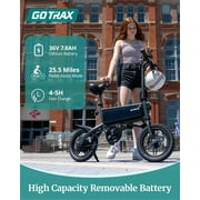 GOTRAX S2 14 Folding Adult Electric Bike, 250W, 15.5 mph Max Speed LED Display, Black