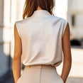 thumbnail image 4 of Dolkfu Elegant Tops Women Silky Mock Neck Tank Tops Office Sleeveless Womens T Shirts L, 4 of 8