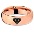 thumbnail image 2 of Tungsten Diamond Gemstone Adamantine Isometric Crystal Band Ring 7mm Men Women Comfort Fit 18k Rose Gold Dome Polished, 2 of 4