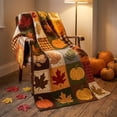 thumbnail image 5 of ShengapQ Autumns Thanksgiving Flannel Throw Blanket, Cute Fall Patterns, Warm Lightweight Cover for Sofa Bed Camping, Decorative Plush Blanket for Fall Decor, 39×28in, 5 of 8