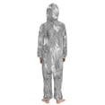 thumbnail image 3 of Soft Big Kids Onesie Pajamas Cozy Loose-Fit Jumpsuits for kids with Pockets for Christmas Lounge & Play Silver Metal Flower Pattern, 3 of 8
