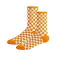 thumbnail image 2 of COUVER Orange and White Cotton Checkered Mid Calf Crew Socks 2 Pack Women's, 2 of 8