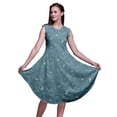 thumbnail image 1 of Bimba Robe d'Été Sans Manches à Col Rond pour Femmes, Imprimée de Moineau Vert et de Chardonneret Doré, Tenue Décontractée - Grand, 1 of 6