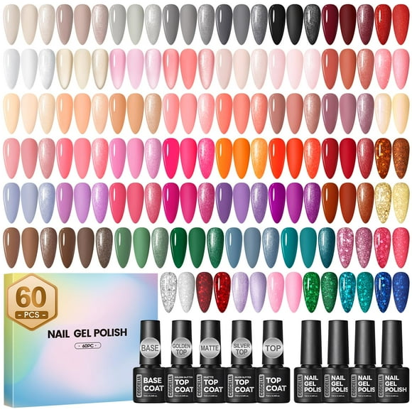 Kit básico de esmaltes de uñas en gel Coscelia, 60 unidades con 55 colores