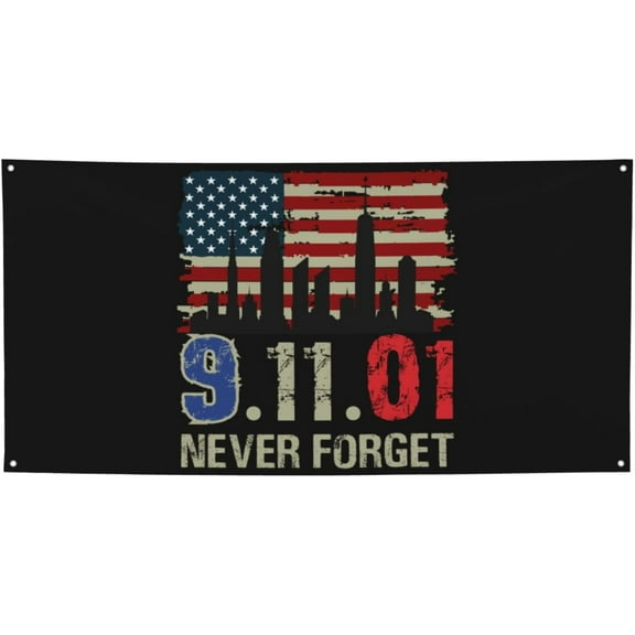 3x6 Ft Never Forget 911 Banner Flag 9/11 Memorial Day Flag Sign September 11th American Patriot Day Decorations Banner For Room Party Decoration With 4 Metal Eyelets