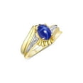 thumbnail image 4 of RYLOS Rings for Women 14K Yellow Gold Swirl Z Ring 7X5MM Oval Gemstone &  Diamond Rings Blue Star Sapphire Jewelry Size 10, 4 of 8