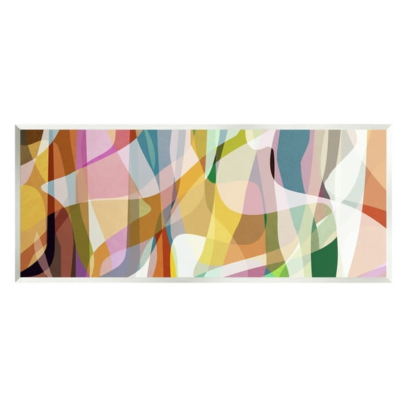 Stupell Industries Layered Contemporary Shapes Abstract Painting Unframed Art Print Wall Art, 17 x 7