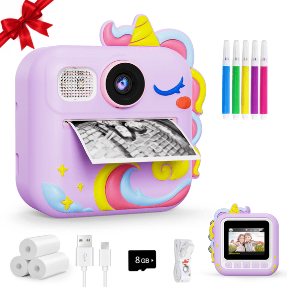 Bravokids Kids Camera Instant Print, 1080P HD Digital Video Camera, Birthday Christmas Gift for Girls and Boys