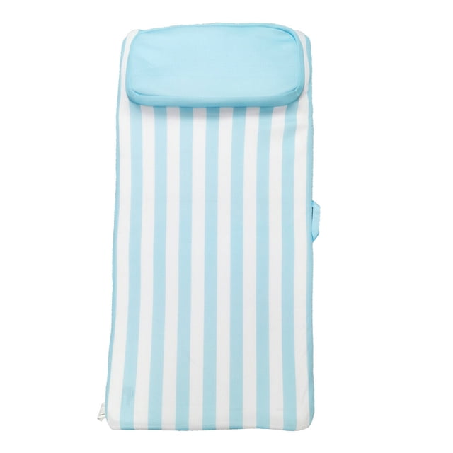 Comfy Floats No Inflate Sun Bed Water Lounger Pool Float with Pillow, Blue