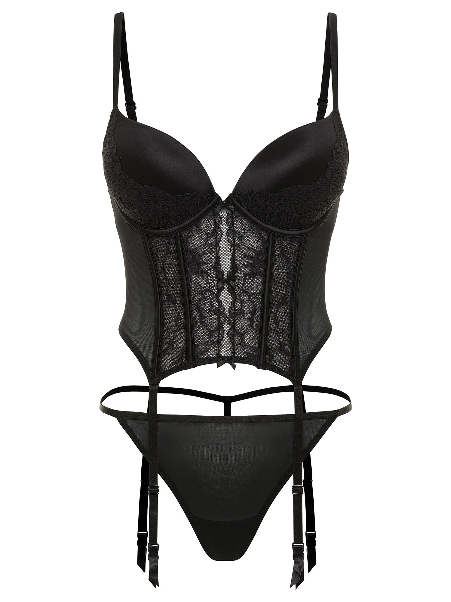 Adored by Adore Me Women's Reina Push Up Corset and G-String Thong Set, Sizes S-3X