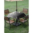 thumbnail image 4 of Outdoor Tablecloth with Umbrella Hole for Patio/Picnic/Party/Camping, Black Grey Ombre Waterproof Table Cloth Square Cover Washable, Coastal Beach Modern Abstract Art (54"x 54"), 4 of 8