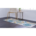 thumbnail image 5 of Unique Loom Collection Moderne Florale, Géométrique, Abstraite, Couleurs Vives, Tapis d'Intérieur et d'Extérieur, 2 Pi x 6 Pi, Ivoire/teal, 5 of 5