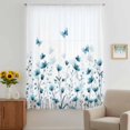 thumbnail image 3 of Turquoise Floral Butterfly Sheer Curtains 72 Inches Long, Spring Rustic Botanical Flowers Light Filering Curtains, Breathable Simi Curtain Privacy Drapes for Living Room Bedroom Window Treatment, 3 of 9