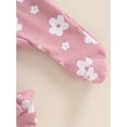 thumbnail image 7 of Suealasg Infant Girls Fall One Piece Bodysuits 3 6 12 Months Baby Girls Rompers Newborn Girls Long Sleeve Crew Neck Frills Zipped Floral Footies Jumpsuit and Headband, 7 of 7