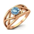 thumbnail image 2 of 0.50 Ctw Round Blue Topaz Crossover Shank 925 Sterling Silver Rose Vermeil Valentines Day Gifts Ring, 2 of 3