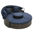 thumbnail image 6 of 4-Piece Rattan Round Lounge with Canopy Bali Canopy Bed Outdoor, Wicker Outdoor Sofa Bed with Lift Coffee Table (Navy Blue), 6 of 11