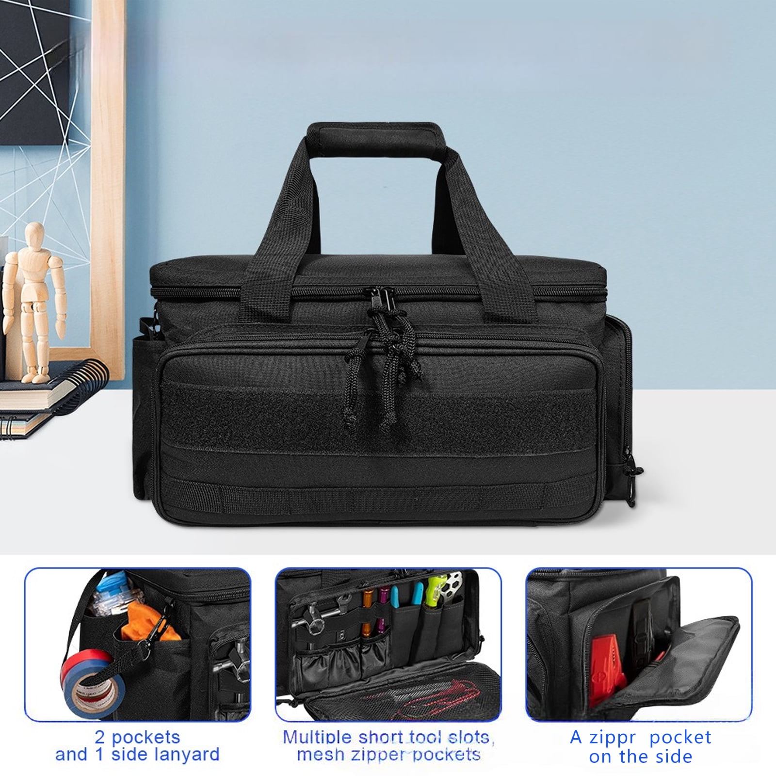 Tool Bag Multifunction Work Organizers for Electrician Tool Repairmen Carpenters Waterproof Thick Padded Bottom Bag
