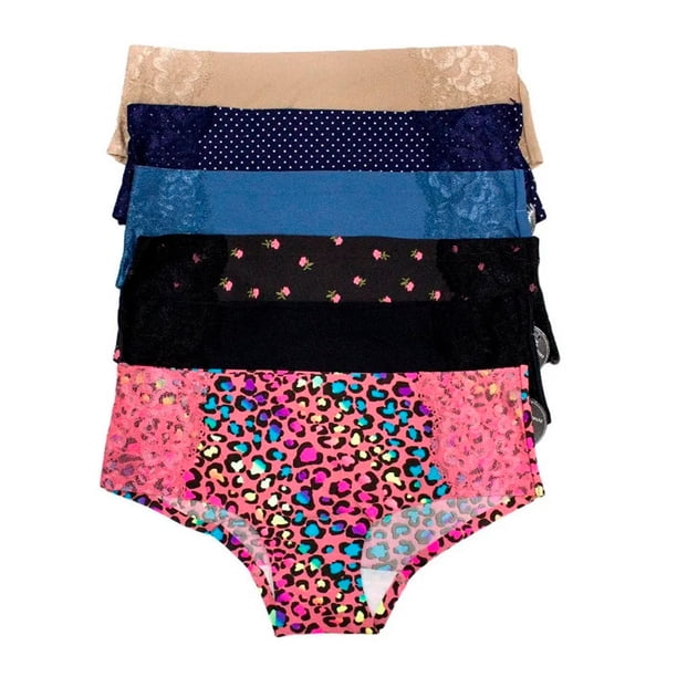 Paquete de Pantaletas Adda Lingerie Modelo PF-1023, Sin Costuras, Detalle de Encaje, Corte a la Cadera