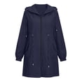 thumbnail image 7 of Waterproof Jacket for Women Solid Color Zipper Pocket Long Sleeved Hooded Elastic Waisted Submachine Jacket Top XXXL, 7 of 7