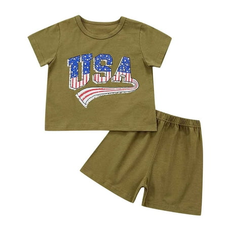 

QWERTYU Toddler Baby Child Children Kids Clothing Set Outfits T Shirts and Set Summer Short Sleeve for Boy 18M-6Y