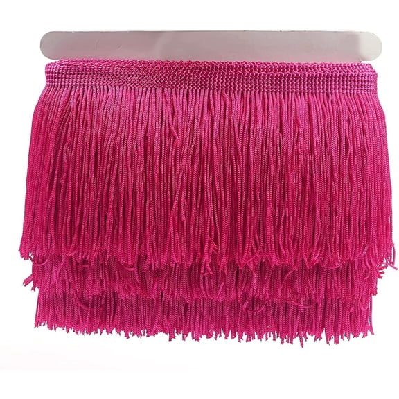 YYCRAFT 10 Yards 4 Inch Wide Tassel Curtain Fringe Trim by The Yard for DIY Sewing Crafts Clothing Curtains Decoration-Hot Pink