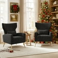 thumbnail image 2 of Daluvenix Velvet Accent Chair for Living Room, Modern Arm Chair with Pillow, Single Sofa Lounge Chair for Bedroom & Reading Room, Black, 2 of 8