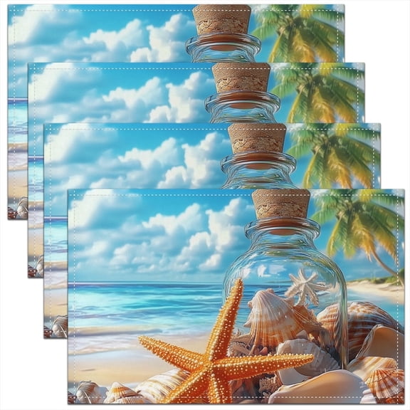 Erosebridal Cute Starfish Place Mats Set of 4 for in Door Dinning, Tropical Beach Table Place Mats for in Door Dining, Marine Sealife Bedroom Decor
