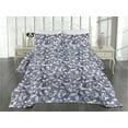 thumbnail image 2 of Ambesonne Vintage Quilted Coverlet 3 Pcs, Retro Butterfly Flower Art, King Size, Dark Indigo Grey and White, 2 of 4