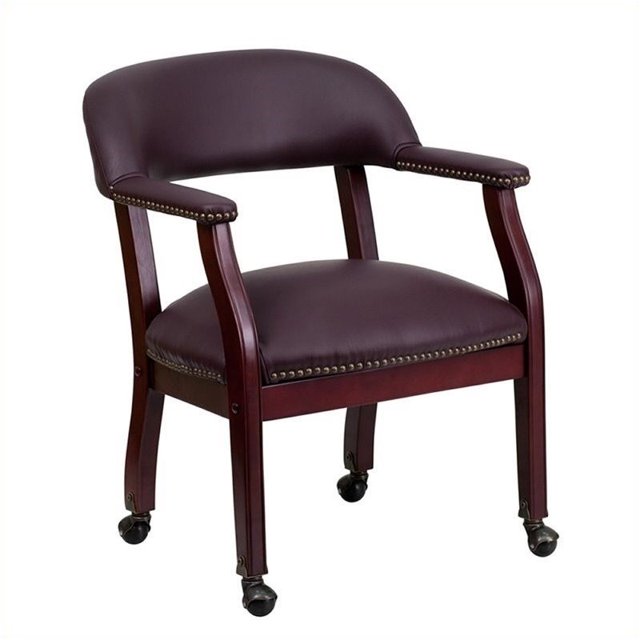 Scranton Fauteuil d'Invité & Co en Cuir avec Roulettes en Bordeaux