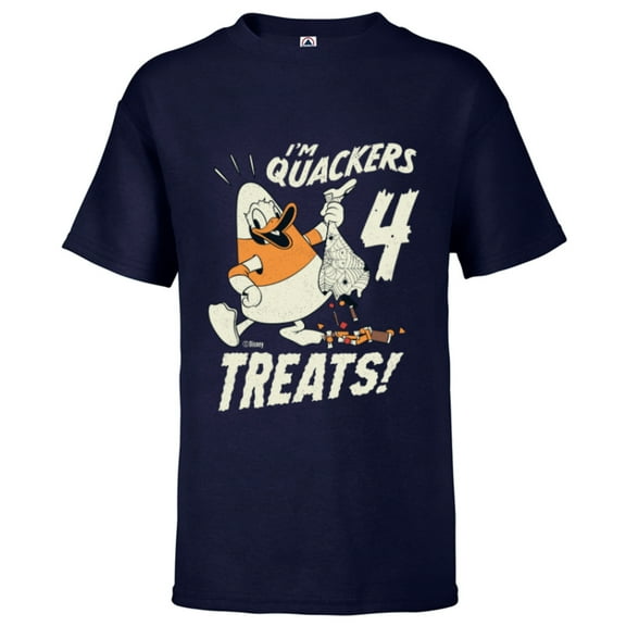 Disney Donald Duck Halloween Costume I’m Quackers 4 Treats - Short Sleeve T-Shirt for Kids - Customized-Athletic Navy