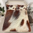 thumbnail image 2 of jejeloiu Cattle Hide Pattern Twin Sheet Sets,Rustic Farmhouse Hunting Twin Fitted Sheet,Beige Brown Flat Sheet For Adults,Luxury Bedroom Decor,3pcs, 2 of 7