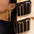 thumbnail image 4 of K-KED 1 Pair Women Drop Earrings Vintage Gold Plated Flat Snake Chain Bow Earrings-Silver, 4 of 9