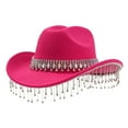 thumbnail image 3 of TINZ Stylish Cowboy Hat For Women And Men Western Hat With Large Round Gemstone Fringe Rhinestone Decorations For Parties And Events Cowboy Hat Party Necklace Cowboy Hat, 3 of 3