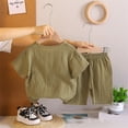 thumbnail image 4 of EnJoCho Toddler Boys Girls Cotton Linen 2 Pieces Outfits Summer Short Sleeve Button Down Shorts Set Kids Plain Soft Clothes Toddler Boy Summer Outfits, 4 of 9
