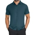 thumbnail image 1 of CAMISAS DE NEGOCIO DE MANGA CORTA DE COLOR SÓLIDO PARA HOMBRES CON CUELLO PUNTA Y BOTONES INSPIRADORAS 2XL VERDE OSCURO, 1 of 5