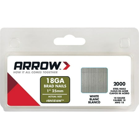 

1PK Arrow 18-Gauge White Steel Brad Nail 1 In. (2000-Pack)