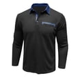 thumbnail image 4 of Blusa y camisa de manga larga con cuello vuelto para hombre, estilo casual, con bloques de color, de poliéster y manga larga., 4 of 7