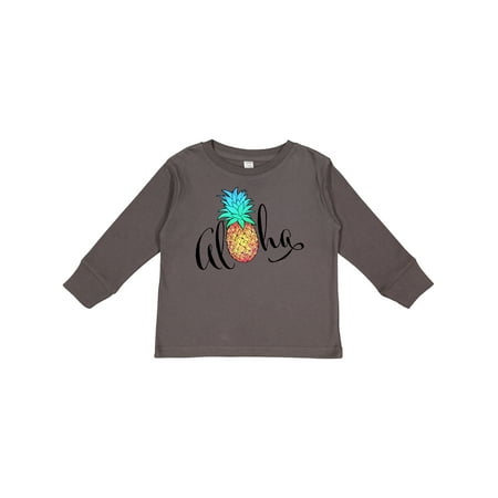 

Inktastic Aloha- in Cursive with Pineapple Rainbow Colors Gift Toddler Boy or Toddler Girl Long Sleeve T-Shirt