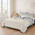 thumbnail image 2 of King Quilt Set 96''x106'', Blue Flower Lightweight Bedspread Coverlet Set with 2 Pillow Shams, Farmhouse Eucalyptus Retro Country Plant Breathable All Season Quilt Bedding for Bedroom/Guest Room, 2 of 9