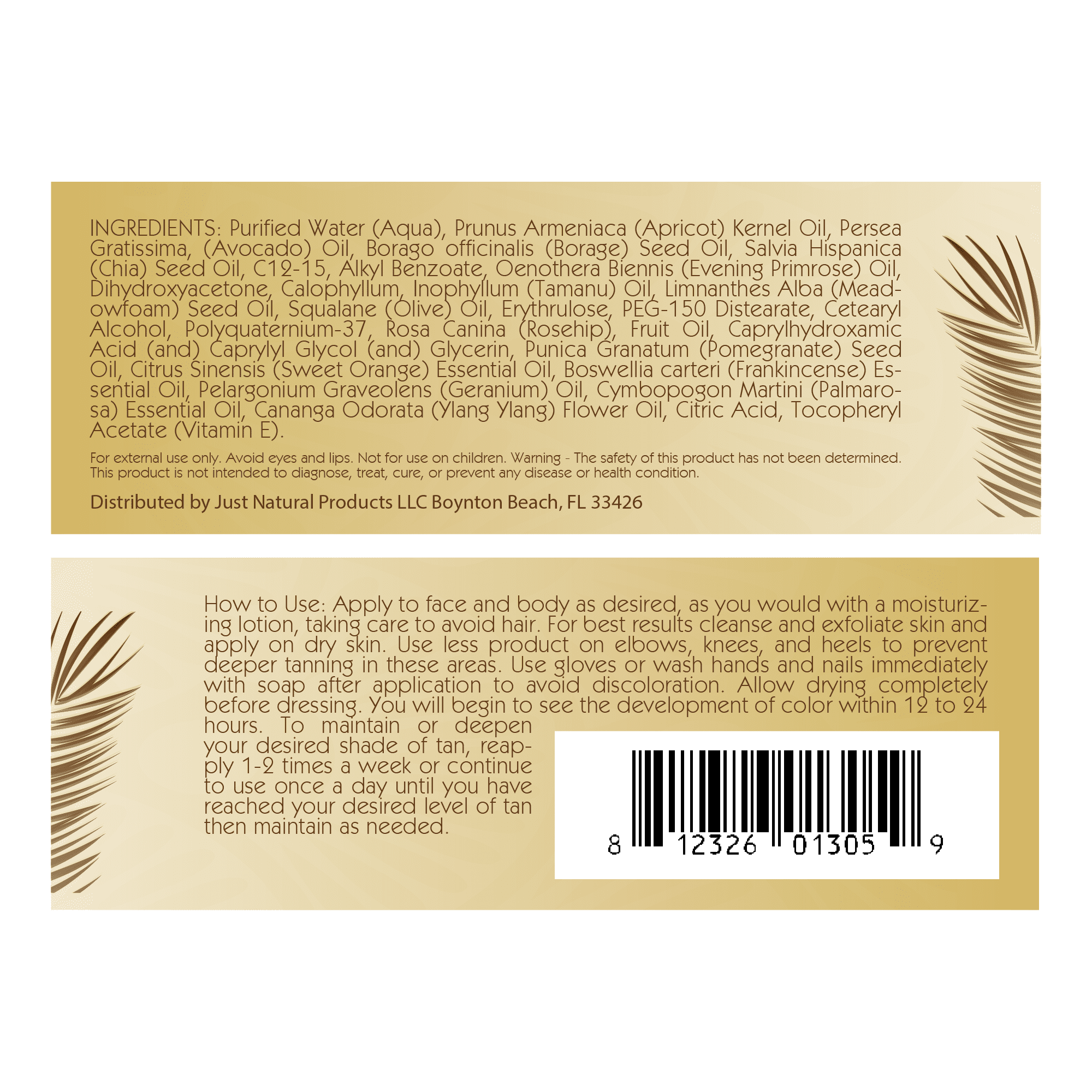 Just Nutritive Gradual Tan Face Moisturizer, Hydrating Sunless Self-Tanner, Natural Glow, All Skin Types, 4oz