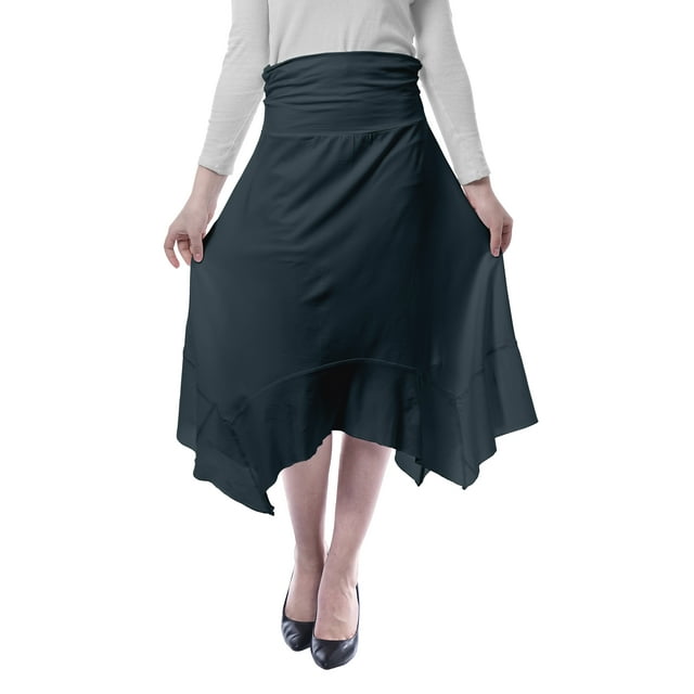 Moomaya Jupe Midi Mouchoir pour Femmes Taille Haute Décontractée Été