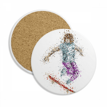 

Sport Skiing Skis Cartoon Style Illustration Coaster Cup Mug Tabletop Protection Absorbent Stone